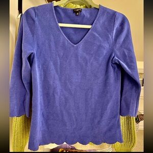 Talbots MP tulip hem sweater beautiful blue